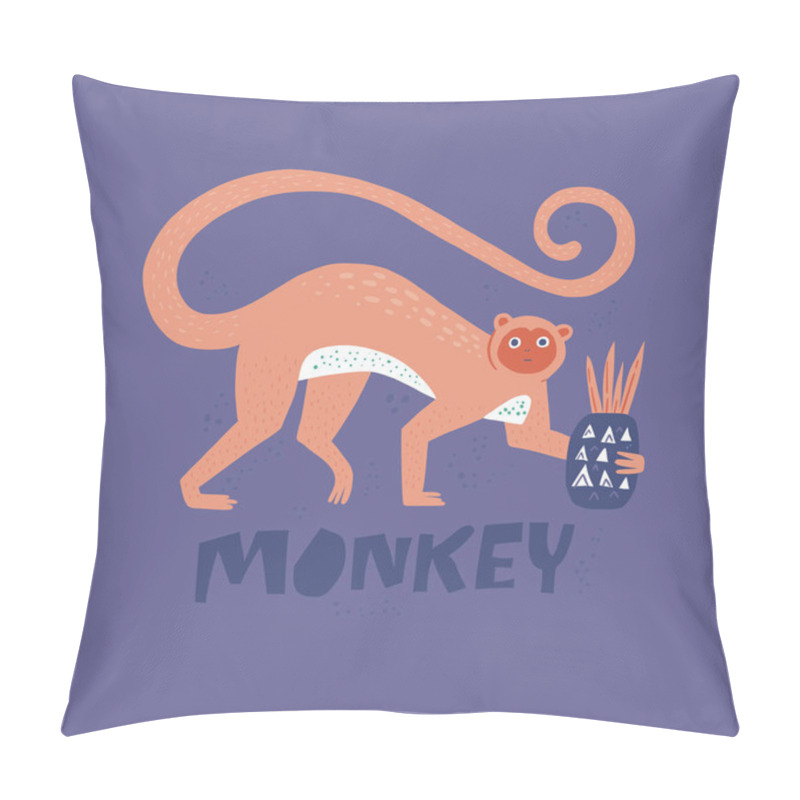 Personality  Monkey Flat Hand Drawn Illustration Pillow Covers