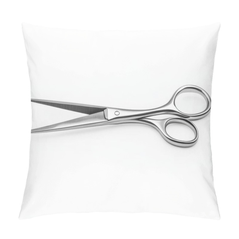 Personality  Close-up Of Stainless Steel Scissors Isolated On A White Background. Pillow Covers