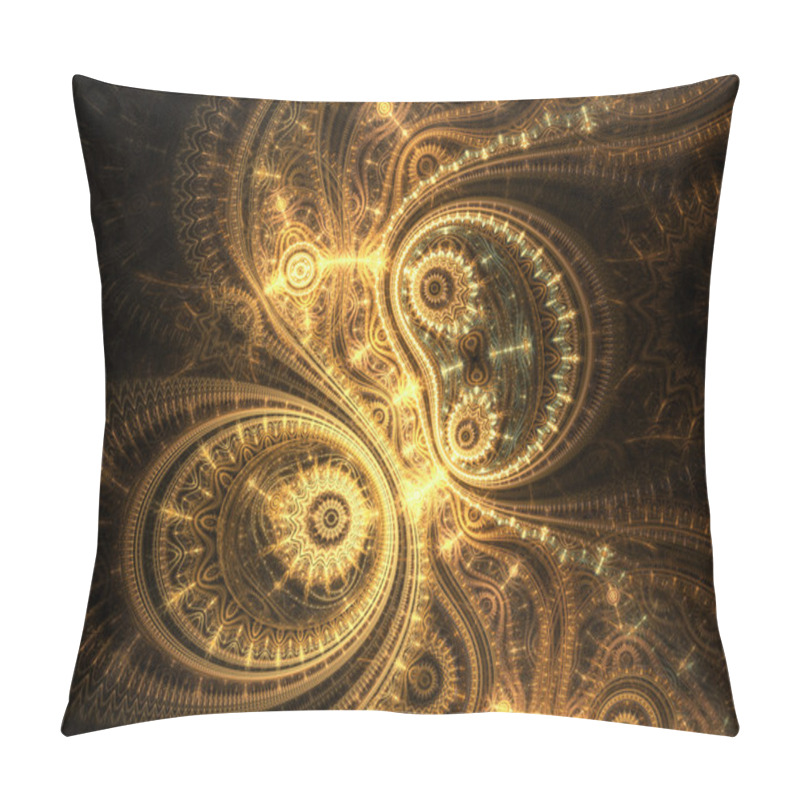 Personality  Golden Fractal Clockwork, Digital Artwork For Creative Graphic Design Pillow Covers