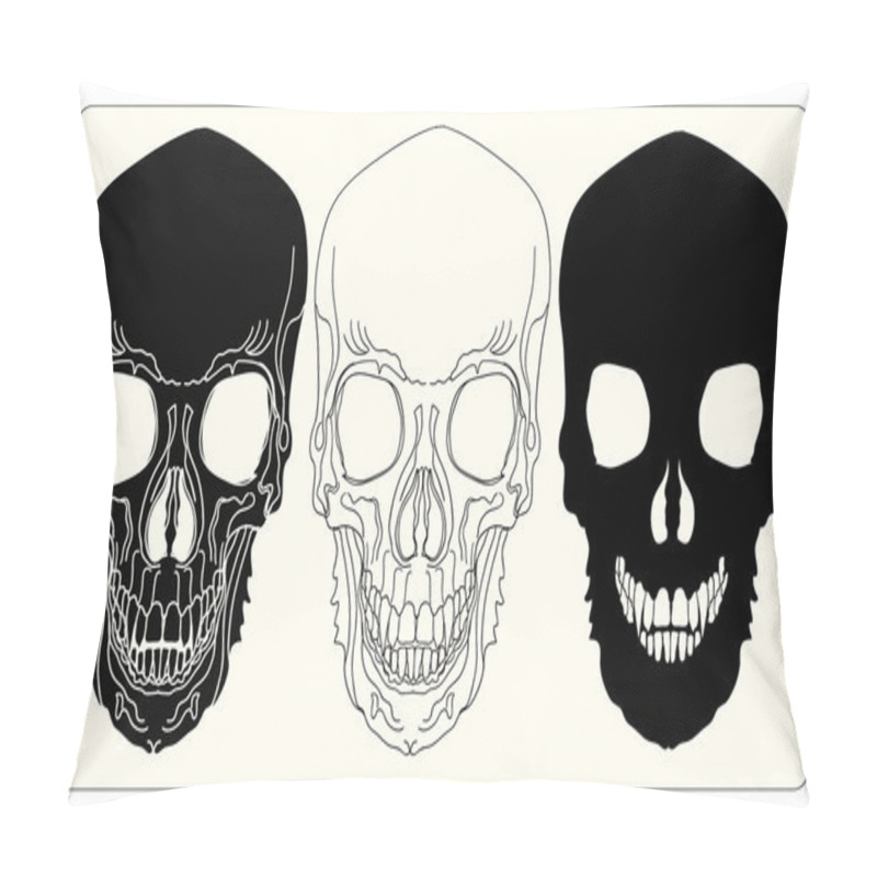 Personality  Hand-drawn Skulls Set. Grunge Skulls Pillow Covers