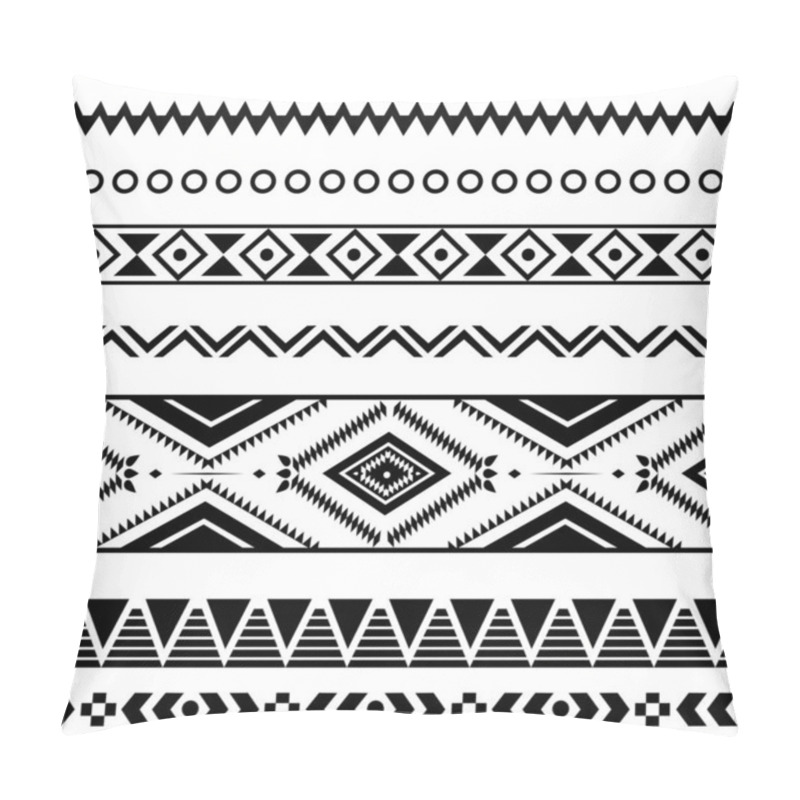 Personality  Vector Abstract Ethnic Geometric Pattern Design For Background Or Wallpaper, Seamless Ethnic Pattern. Handmade. Horizontal Stripes. Black And White Print For Your Textiles. Vector Illustration Pillow Covers