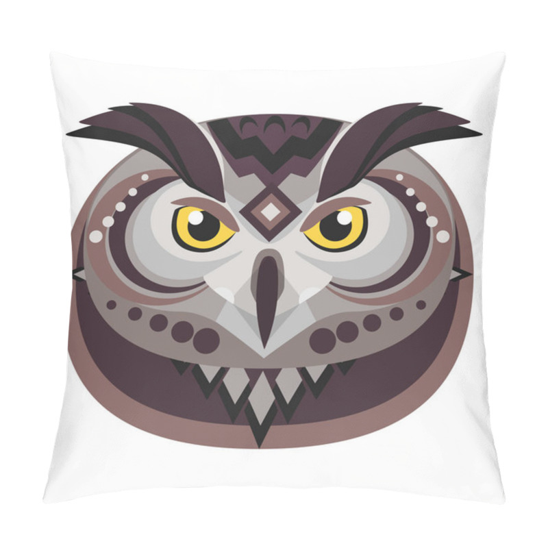 Personality  Owl Head Logo. Vector Decorative Emblem. Pillow Covers