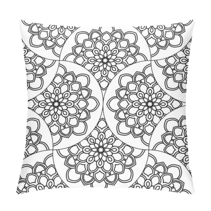 Personality  Abstract Mandala Fish Scale Seamless Pattern. Ornamental Tile, Mosaic Background. Floral Patchwork Infinity Card. Arabic, Indian, Ottoman Motifs. Vector Illustration.   Pillow Covers