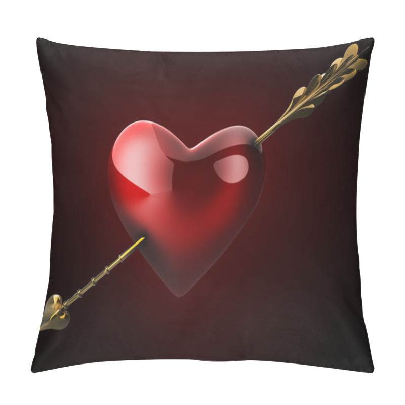 Personality  Heart Pierced By An Arrow. 3D Image. Pillow Covers