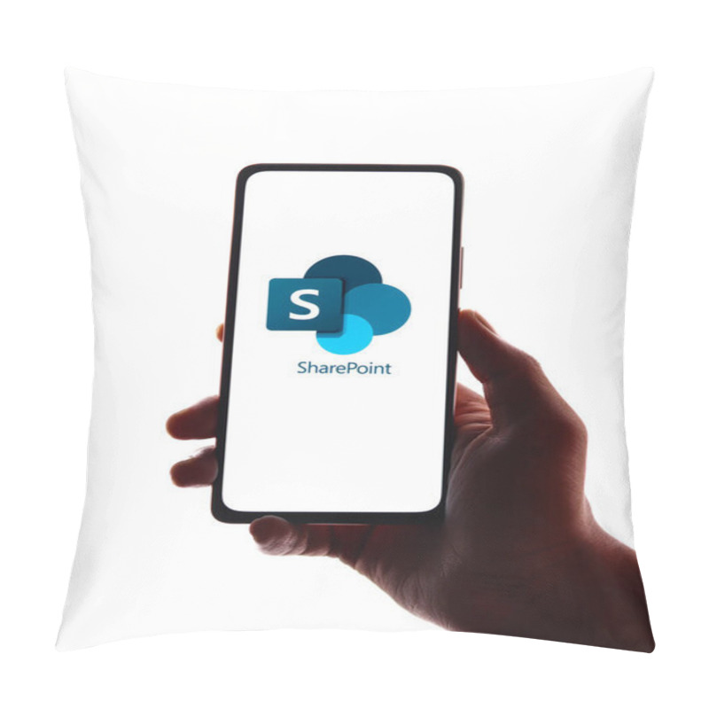 Personality  West Bangal, India - November 11, 2021 : Microsoft SharePoint Logo On Phone Screen Stock Image. Pillow Covers