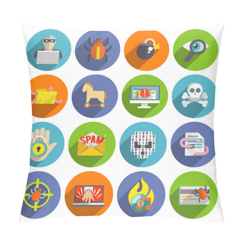 Personality  Hacker Icons Flat Set Pillow Covers