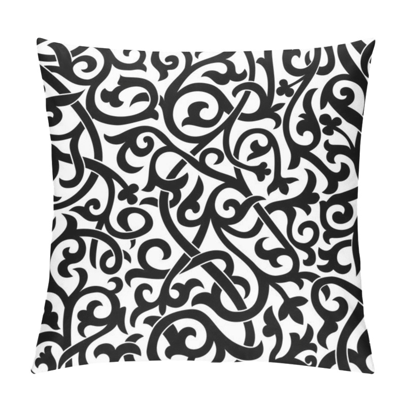 Personality  Seamless Russian Style Black Floral Background Pillow Covers