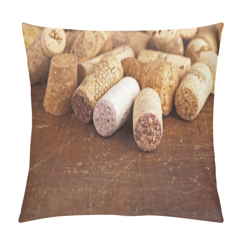 Personality  Bottle Corks On The Wooden Background Pillow Covers