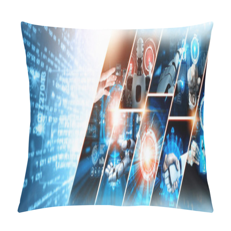 Personality  Human Interact With AI Artificial Intelligence Virtual Assistant Robot. Concept Of AI Artificial Intelligence Prompt Engineering, LLM AI Learning To Use Generative AI For Increasing Productivity. NLP Pillow Covers