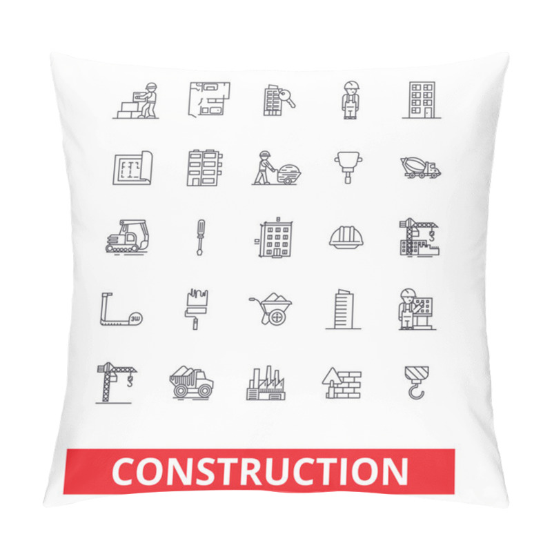 Personality  Construction, Architecture, Buildings, Real Estate, Home Repair, House, Hvac Line Icons. Editable Strokes. Flat Design Vector Illustration Symbol Concept. Linear Signs Isolated On White Background Pillow Covers