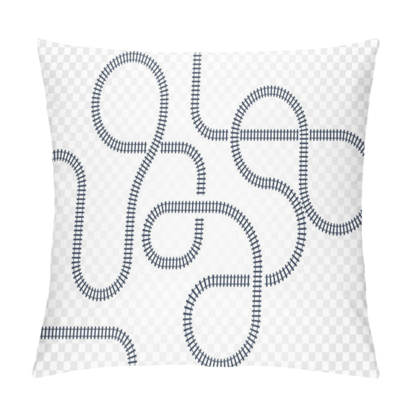 Personality  Railway Line, Labyrinth And Nodes. Map Of The Tramway For Trains With Turns And Bridges Vector Illustration Pillow Covers