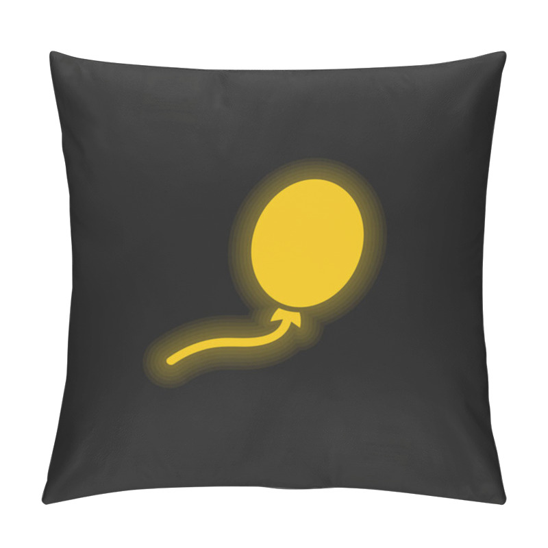 Personality  Balloon Black Oval Shape Yellow Glowing Neon Icon Pillow Covers