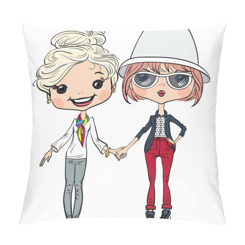 Personality  Vector Hipster Cute Girls Pillow Covers