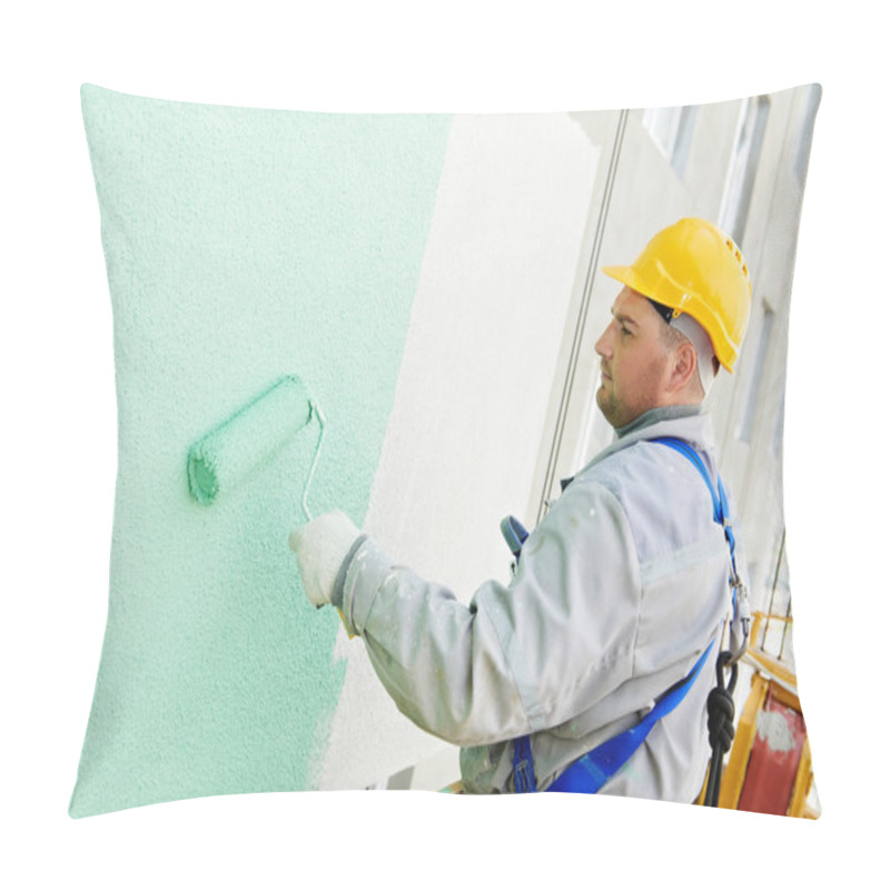 Personality  Builder Facade Painter At Work Pillow Covers