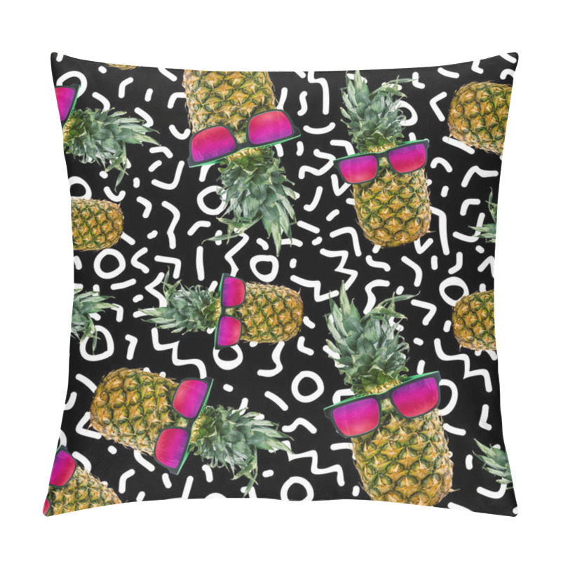 Personality  Trendy Summer Background With Sun Pineapple Art Pillow Covers