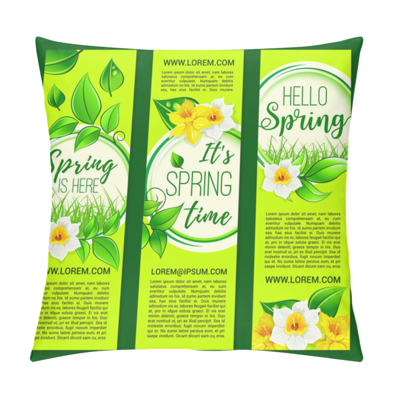 Personality  Hello Spring Vector Springtime Flowers Banners Pillow Covers