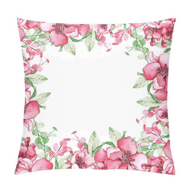 Personality  Pink Sakura Flowers Leaves Green Frame Pillow Covers