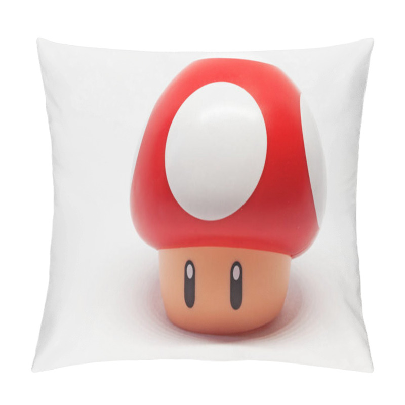 Personality  Umea, Norrland Sweden - May 7, 2019: Famous Mushroom Figure From Computer Games Pillow Covers