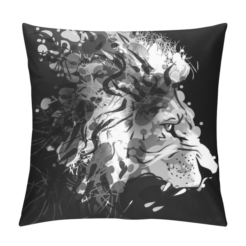 Personality  Greyscale Digital Painting Of A Lions Head Pillow Covers