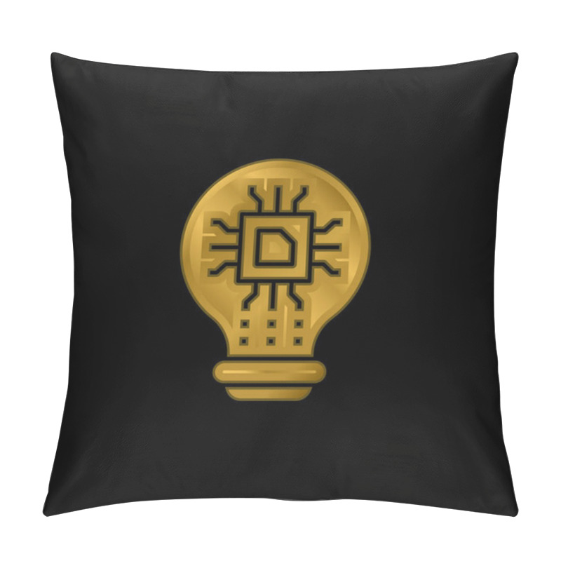 Personality  Artificial Intelligence Gold Plated Metalic Icon Or Logo Vector Pillow Covers