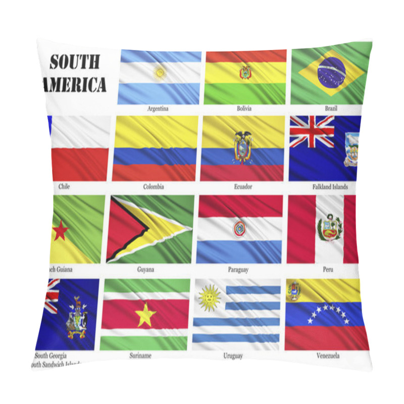 Personality  Set Of Flags Of South American Countries In Alphabetical Order Pillow Covers