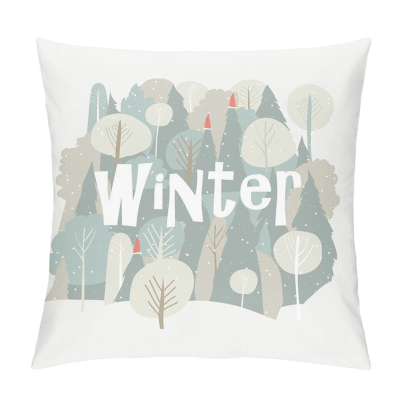 Personality  Vector Cartoon Winter Forest. Christmas Background. Forest In Snow Pillow Covers