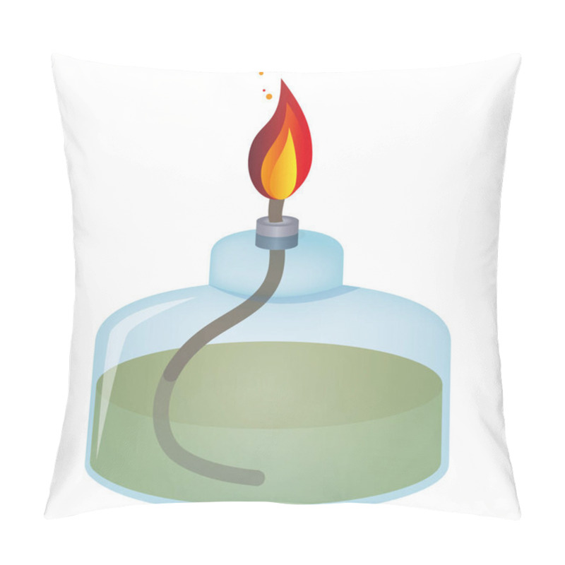 Personality  Fiery Laboratory Burner. Bunsen Burner For Lab Test. Vector Illustration. Pillow Covers