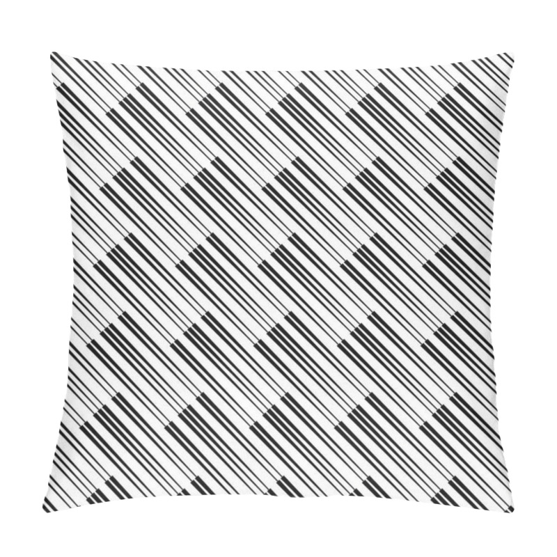 Personality  Reliefless Infinite Diagonal Texture, Black Lines Of Variable Width On White. Seamless Vector Pattern, Repeat Texture Background. Pillow Covers