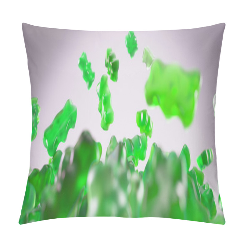 Personality  Transparent Green Sweet Gummy Bears Falling Background Pillow Covers