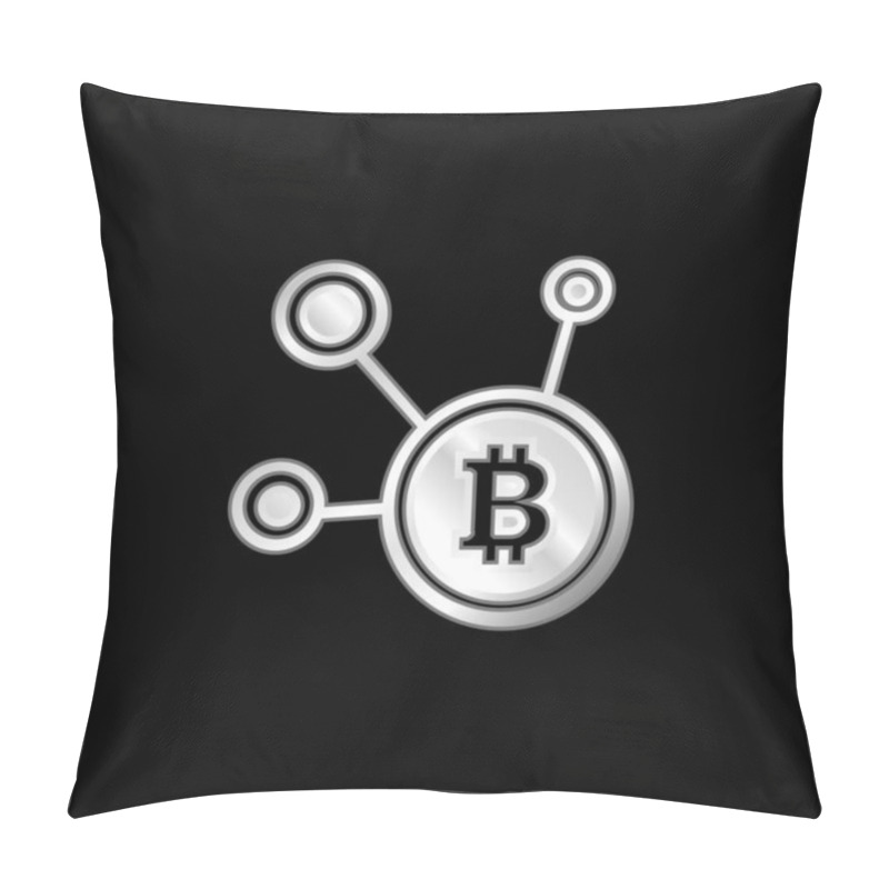 Personality  Bitcoin Network Symbol Silver Plated Metallic Icon Pillow Covers