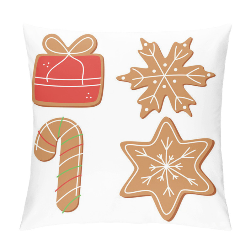 Personality  Christmas Gingerbread Cookies. Classic Xmas Biscuit Isolated On White Background. Vector Illustration. Noel Holiday Sweet Dessert. Pillow Covers