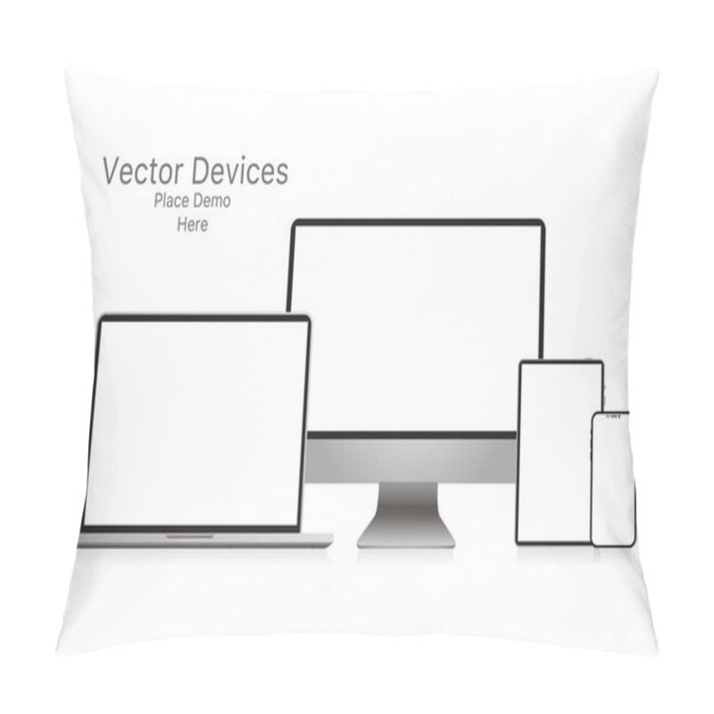 Personality  Mockup Realistic Device. Set Of Laptop, Tablet, Computer And Pho Pillow Covers