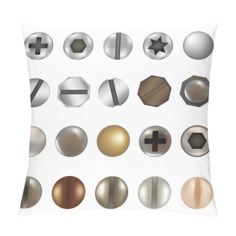 Personality  Bolts And Screws, Isolated On White Background, Vector Illustration Pillow Covers