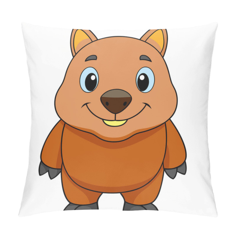 Personality  Wombat Vector Illustration, Cartoon Clipart Character, Animal In Flat Style. Pillow Covers