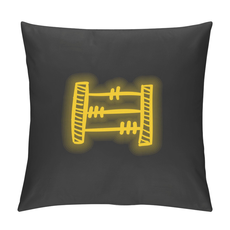 Personality  Abacus Hand Drawn Educational Toy Yellow Glowing Neon Icon Pillow Covers