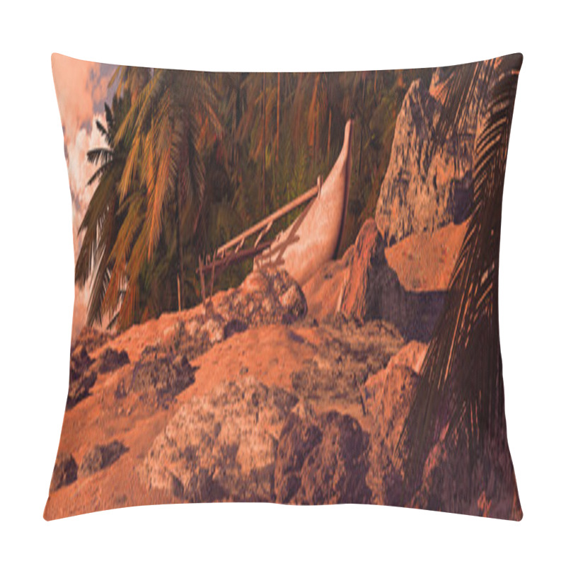 Personality  Outrigger Canoe On Tropical Coast Pillow Covers