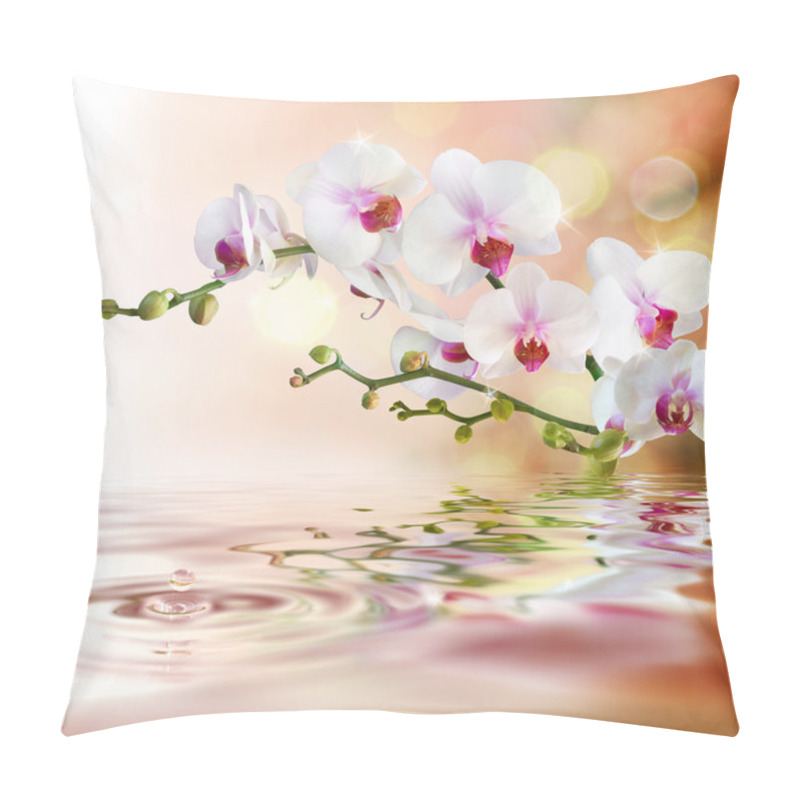 Personality  White Orchids On Water With Drop Pillow Covers