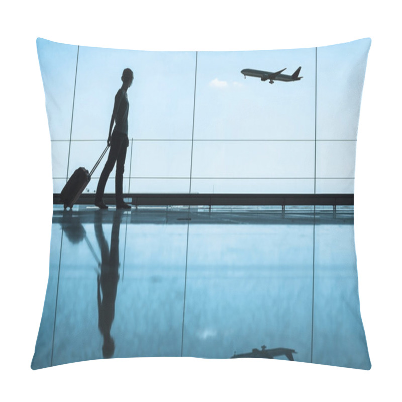 Personality  Female Silhouette In Airport Pillow Covers