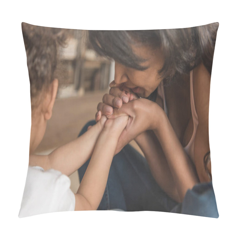 Personality  Mother Holding Daughter's Hands Pillow Covers