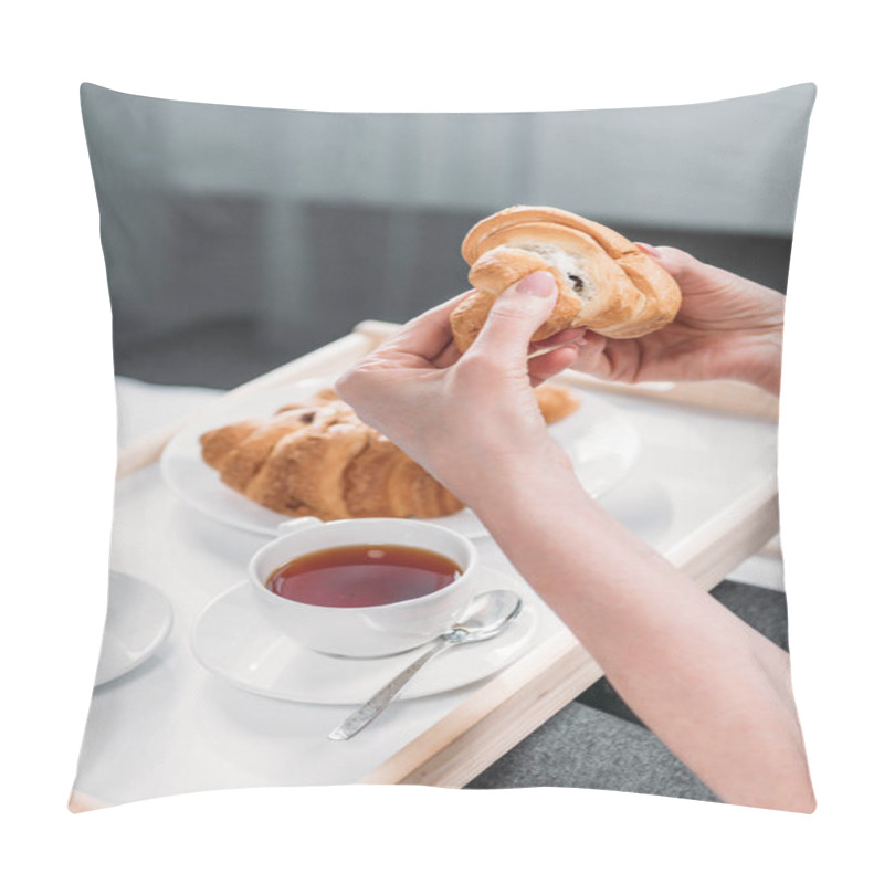 Personality  Hands Holding Croissant  Pillow Covers