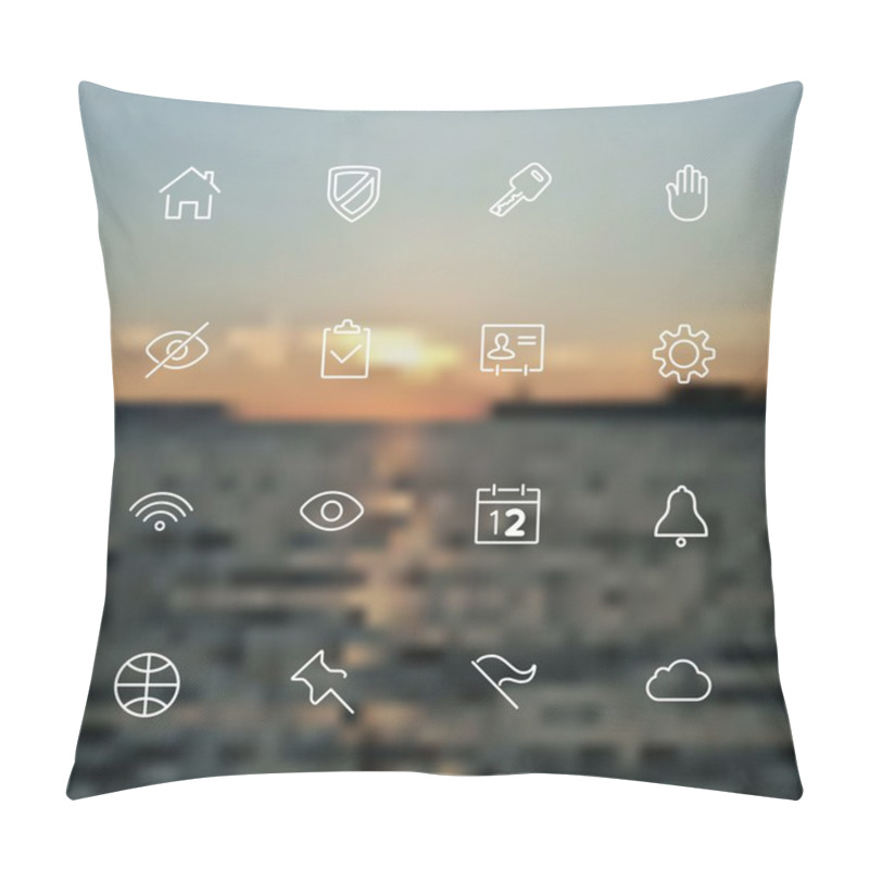 Personality  Collection Of Simple Line Modern Icons For Mobile Interface On Blurred Background Pillow Covers