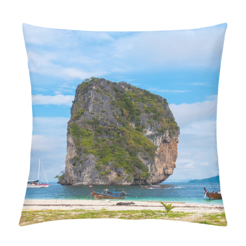 Personality  Long Tail Boats On Beach At Koh Poda Pillow Covers