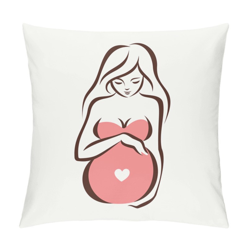 Personality  Pregnant Woman Symbol, Stylized Vector Sketch Pillow Covers