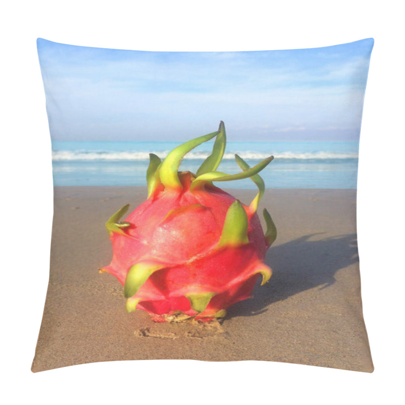 Personality  Photo Dragon Fruit On The Background Of The Sea On The Beach In Thailand Pillow Covers