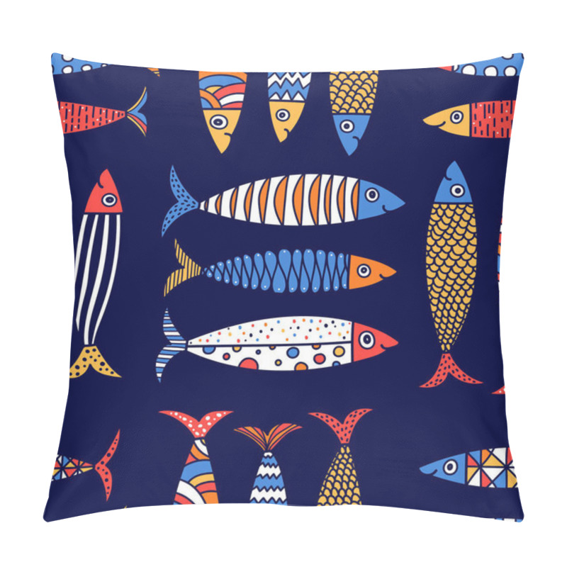 Personality  Cute Fish.  Kids Lbackground. Seamless Pattern. Can Be Used In Textile Industry, Paper, Background, Scrapbooking. Pillow Covers