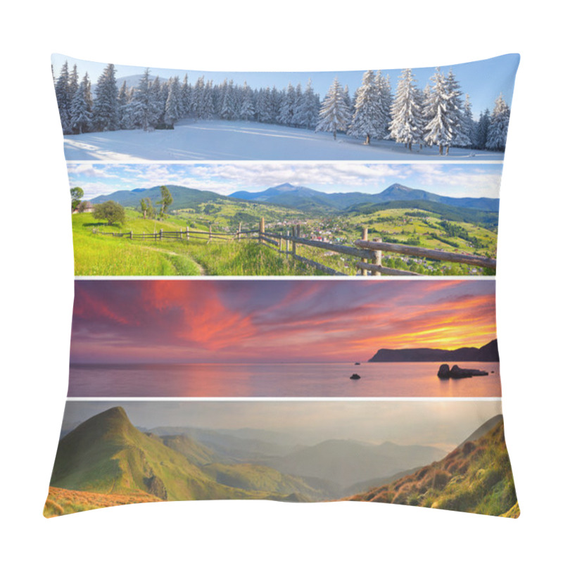 Personality  Set Of The 4 Seasons Landscape Pillow Covers