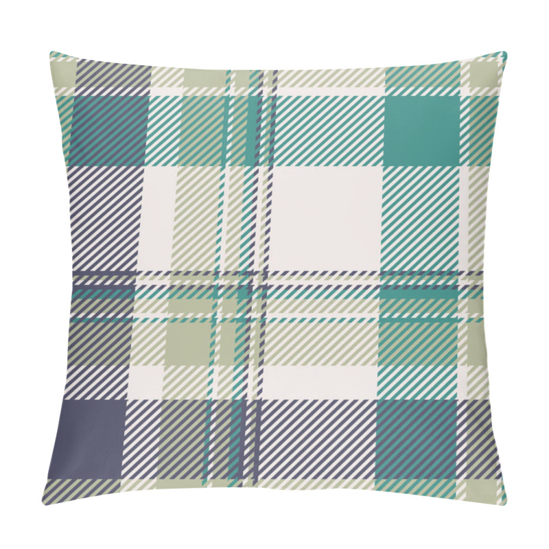 Personality  Stylish Diagonal Plaid Pattern In Muted Teal, Sage Green, And Dark Grey On A Cream Background. Perfect For Textile Design, Apparel, Website Backgrounds, Or Packaging.  Versatile And Modern Aesthetic. Pillow Covers