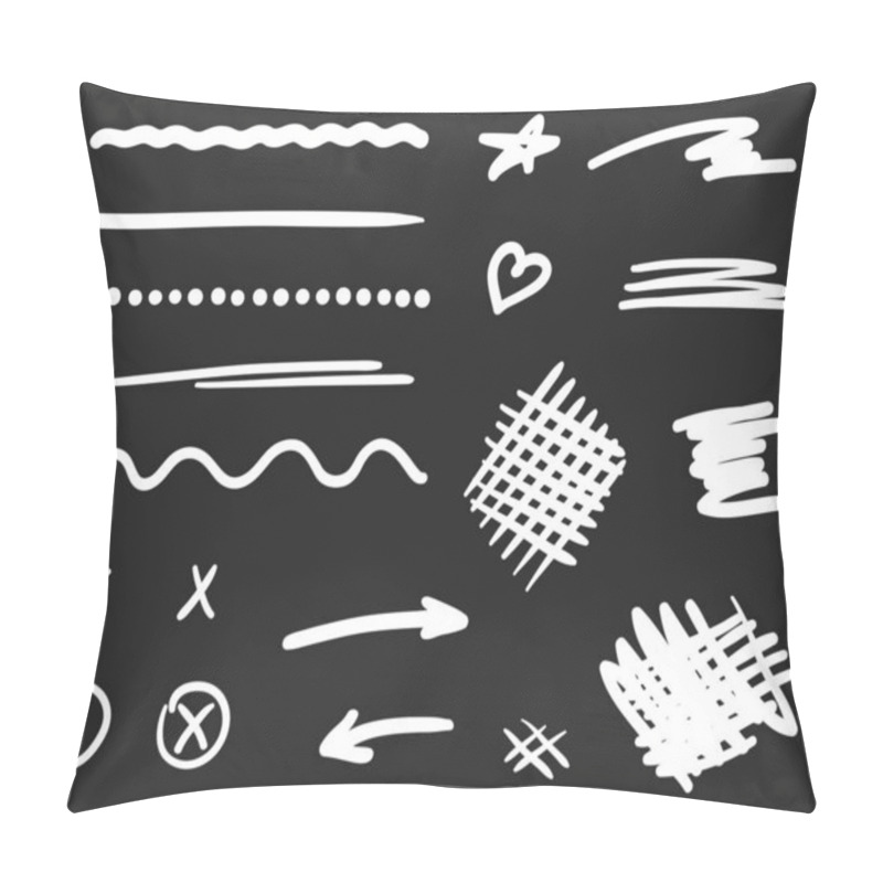 Personality  Hand Drawn Doodles. Abstract Decorative Lines. Hand Drawn Underlines. Elements Are Drawn In A Linear Style. Hatching. Black And White Illustration Pillow Covers