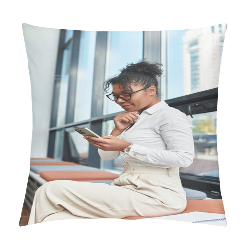 Personality  An Enthusiastic Educator Interacts With Her Students While Enjoying The Modern Classroom Ambience. Pillow Covers