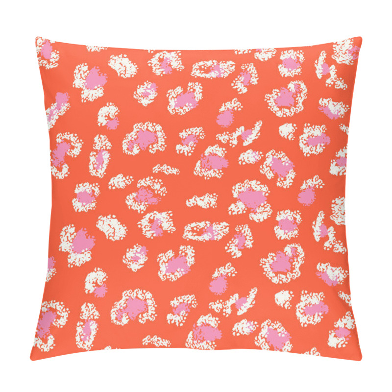 Personality  Playful Seamless Leopard-inspired Pattern Pink Tones On A Vibrant Orange Background. Vector Designs For Fashion, Home Decor, Or Creative Projects. A Bold, Colorful Twist On A Classic Animal Print Pillow Covers